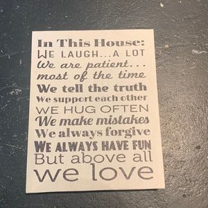 In This House Canvas Wall Decor Size 8”x10”